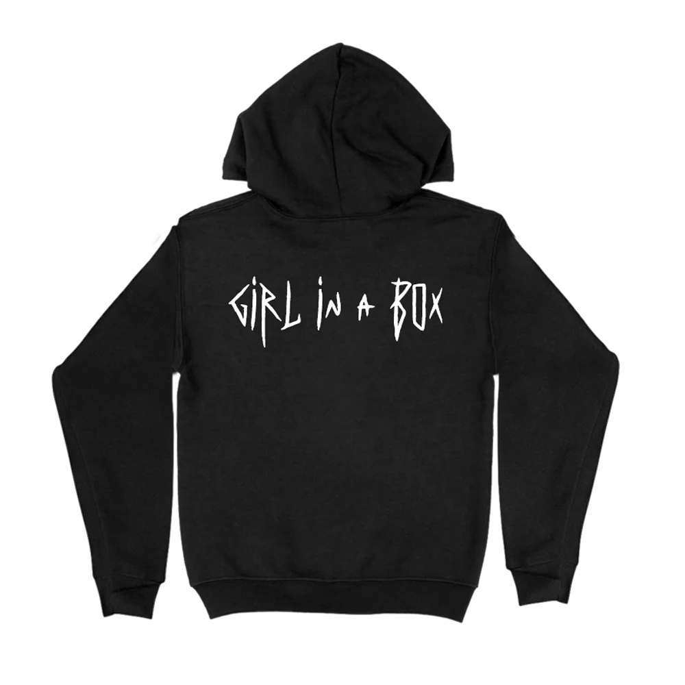 Girl In A Box Text Logo Black Zip Hoodie