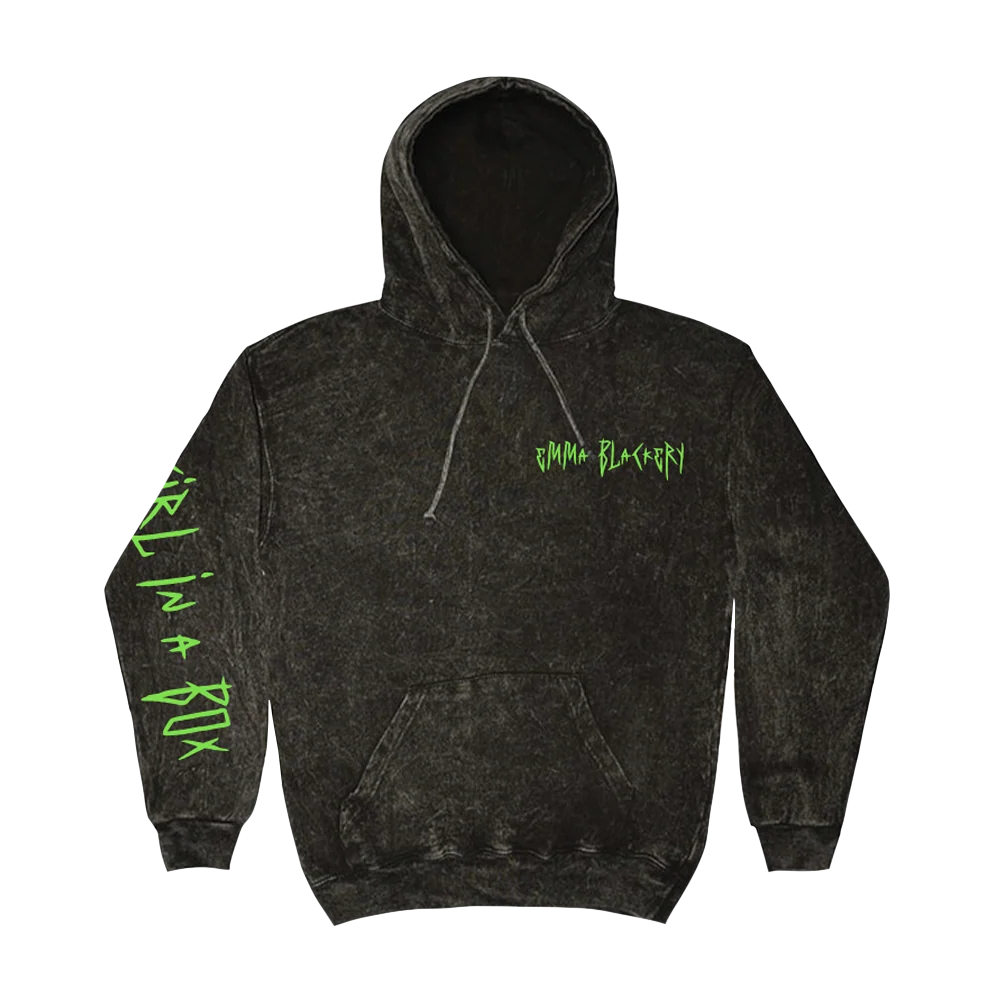 Girl In A Box Green Text Wash-Look Hoodie